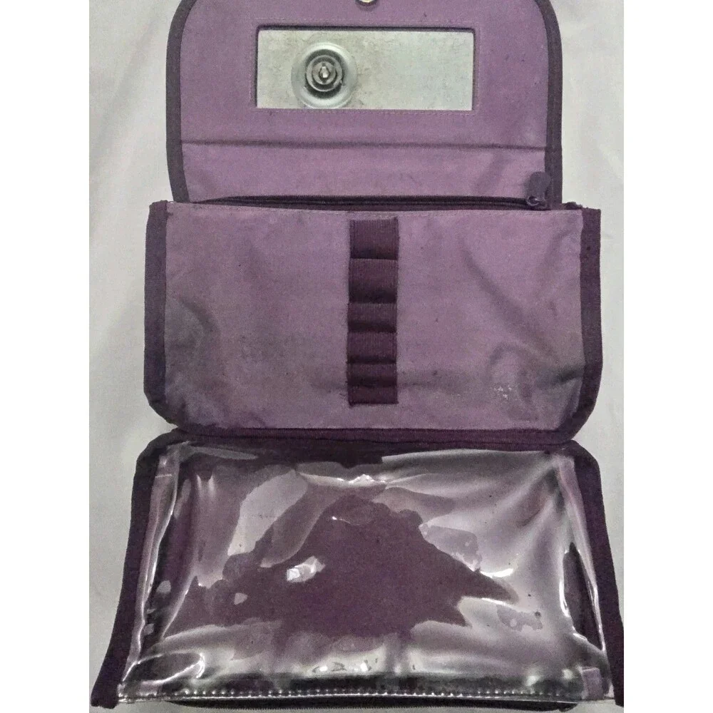Thirty-One Purple Folding Makeup Organizer Case w/ Mirror Zipper Pockets